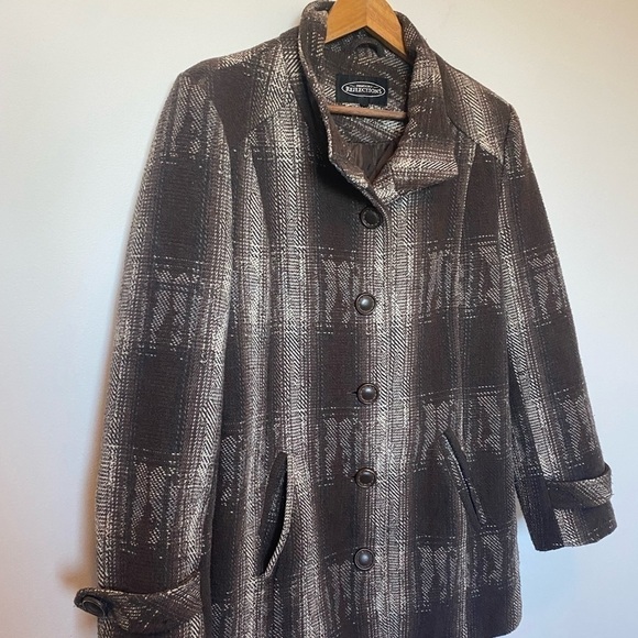 NORTHERN Reflections Jacket Wool Tweed Coat Brown Neutral Warm Button Up Large - Picture 7 of 15